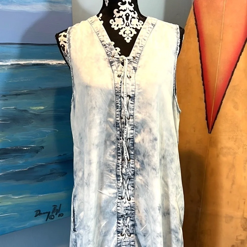 👢Nine West Jeans,Sinfully Soft Lyocell Dress, Incredible Material,Lace-Up Front - Picture 4 of 10